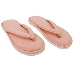 Ofoot Frauen Cosy Cotton Spa Tanga Flip Flops Hausschuhe, feuchtigkeitstransportierende Open Toe Slip On Dick Memory Foam Indoor-Schuhe Rosa von ofoot