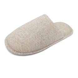 ofoot Damen Bio-Baumwolle rutschfeste Hausschuhe, gemütlicher Memory-Schaum waschbar für Sommer Schlafzimmer, Gummisohle (Beige,35/36 EU) von ofoot