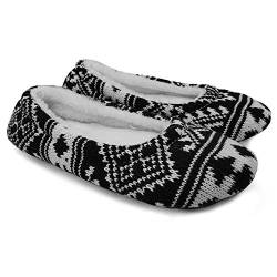 ofoot Damenschuhe, Damenballett-Indoor Slipper, Super Soft Warm Velvet Lined, Anti-Skid House Schuhe von ofoot