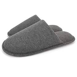 ofoot Herren Baumwolle Cosy Memory Foam Haus Hausschuhe,waschbar leichte rutschfeste Schuhe (Dunkelgrau,43/44 EU) von ofoot