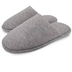 ofoot Herren Baumwolle Cosy Memory Foam Haus Hausschuhe,waschbar leichte rutschfeste Schuhe (Grau,45/46 EU) von ofoot