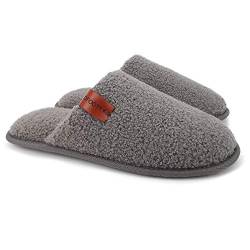 ofoot Herren Fuzzy House Hausschuhe Indoor Backless Slides Schlafzimmerschuhe Warmes flauschiges Teddyfleece mit gemütlicher Memory Foam Rutschfeste Gummisohle von ofoot