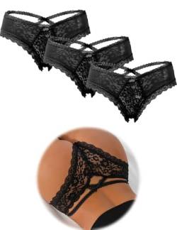 ohmydear Brazilian Slip Damen Spitze Unterhosen Dessous Sexy Höschen Hipster Unterwäsche Erotisch Thong Große Größen String Tanga Lace Panties von ohmydear