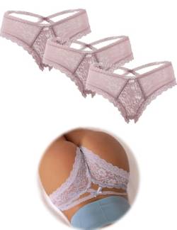 ohmydear Brazilian Slip Damen Spitze Unterhosen Dessous Sexy Höschen Hipster Unterwäsche Erotisch Thong Große Größen String Tanga Lace Panties von ohmydear