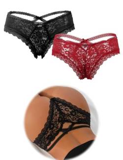 ohmydear Damen Höschen 1/2/20er Pack Sexy String Tanga Erotische Unterwäsche Große Größen Brazilian Slips Transparente Spitze Panty Atmungsaktiv Unterhosen von ohmydear