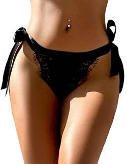 ohmydear Damen Sexy Slips Pantys Bikinis Unterwäsche für Frauen Brazilian Taillenslips Spitze Schnür-Tanga Thong Unterhosen von ohmydear