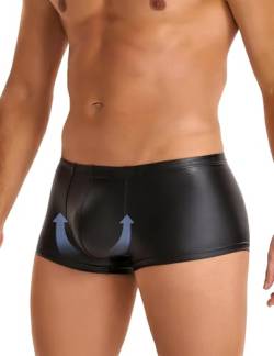 ohmydear Herren Latex Boxershorts Erotisch Reizwäsche für Sex Elastisch Männer Sexy Unterwäsche Größe Größen Wetlook Slips Leder Clubwear Dessous Weich Atmungsaktiv von ohmydear