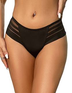 ohmydear Pantys Damen Sexy String Slips Große Größen Unterhosen Tanga Unterwäsche für Frauen Hipster Panties Höschen, Schwarz, 3XL-4XL von ohmydear