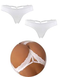 ohmydear String Tanga Damen 2er-Pack Slip Set Unterwäsche Frauen Unterhosen Dessous Atmungsaktiv Thong Weich Panties Bikini Hipster Höschen von ohmydear