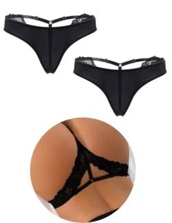 ohmydear String Tanga Damen 2er-Pack Slip Set Unterwäsche Frauen Unterhosen Dessous Atmungsaktiv Thong Weich Panties Bikini Hipster Höschen von ohmydear