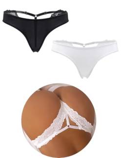 ohmydear String Tanga Damen 2er-Pack Slip Set Unterwäsche Frauen Unterhosen Dessous Atmungsaktiv Thong Weich Panties Bikini Hipster Höschen von ohmydear