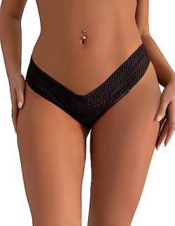 ohmydear Unterhosen Damen Sexy Höschen V-Waist Thong Atmungsaktiv Slip Unterwäsche für Frau Underwear Weich Panties von ohmydear