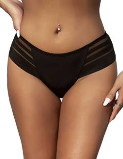 ohyeahlady Panty Damen Sexy Unterhosen Große Größen Höschen String Slip Tanga Atmungsaktive Unterwäsche Hipster Taillenslip(Schwarz-B,XS-S) von ohyeahlady