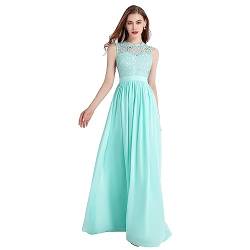 okwish Damen Abendkleider Spitzenkleid Elegant für Hochzeit Brautjungfernkleider Cocktailkleid Chiffon Abschlusskleid lang Ballkleid Grün M/34 von okwish