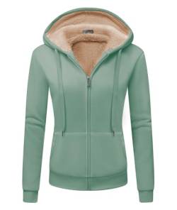 onedog Damen Hoodie Kapuzenpullover mit Zipper Fleecejacke Warm Basic Kapuzenjacke Causal Sweatjacke Mit Kapuze Plüschjacke Hooded Jacket Damen Sweater Fleecepullover Frühjahr Herbst Hellgrün XXL von onedog