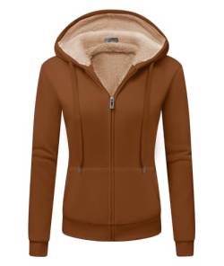 onedog Damen Hoodie Kapuzenpullover mit Zipper Fleecejacke Warm Basic Kapuzenjacke Causal Sweatjacke Mit Kapuze Plüschjacke Hooded Jacket Damen Sweater Fleecepullover Frühjahr Herbst Kakis XXL von onedog