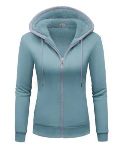 onedog Damen Sweatpullover mit Reißverschluss Sweatjacke Winter Gefüttert Sweatshirt Sport Basic Damen Fleece Hoodie mit Taschen Casual Fleecejacke Warm von onedog