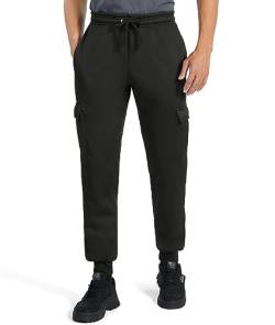 onedog Herren Jogginghose Warme Gefütterte Thermo Fleece Hosen mit Taschen Winter Verdickte Laufhose Warme Freizeithose mit Sherpa-Innenfutter Sweathose, (002 Schwarz-S) von onedog