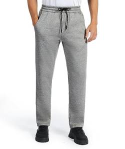 onedog Herren Jogginghose Warme Gefütterte Thermo Fleece Hosen mit Taschen Winter Verdickte Laufhose Warme Freizeithose mit Sherpa-Innenfutter Sweathose, (006 Hellgrau-S) von onedog