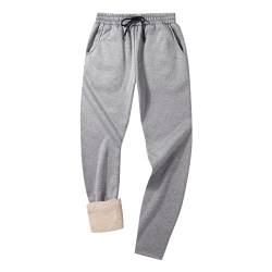 onedog Herren Jogginghose Warme Gefütterte Thermo Fleece Hosen mit Taschen Winter Verdickte Laufhose Warme Freizeithose mit Sherpa-Innenfutter Sweathose, (006 Hellgrau-XL) von onedog