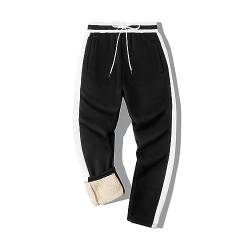 onedog Herren Jogginghose Warme Gefütterte Thermo Fleece Hosen mit Taschen Winter Verdickte Laufhose Warme Freizeithose mit Sherpa-Innenfutter Sweathose, (3064 Schwarz-L) von onedog