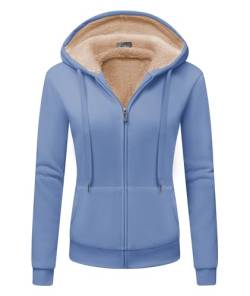 onedog Kapuzenpullover Damen mit Zipper Fleecejacke Warm Basic Kapuzenjacke Causal Sweatjacke Mit Kapuze Plüschjacke Hooded Jacket Damen Sweater Fleecepullover Herbst Viola L von onedog