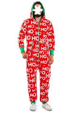 Herren Weihnachtsoverall One Piece Lounge Wear Pyjama Supersoft Hooded Outfits Playsuit von oneforus