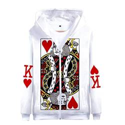 Männer/Frauen 3D gedruckte rote Herz Poker King Print Kapuzenpullover, Jungen/Mädchen Familie Poker Print Zip Hoodies von oneforus