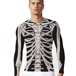 Männer Langarmshirt Skelett T-Shirt Halloween Kostüm Party Dekoration Tops von oneforus