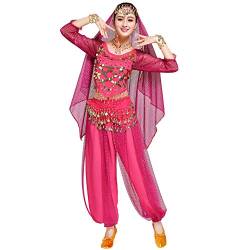 oneforus Bauchtanz Outfit Anzug für Damen, Bollywood Indisch Arabisch Karneval Tanzen Performance Paillette Kostüm von oneforus