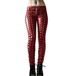 oneforus Gothic Punk Lederhose Damen Trendy Tight Bandage Lederhose Mode Sexy Body Pants von oneforus