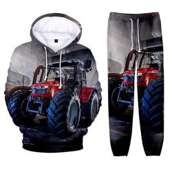 oneforus Herren-Trainingsanzug-Set Traktor 3D-gedruckte Kapuzenpullover und Jogger-Set 2-teiliges Set Lässige Sweatshirts und Hosen Set von oneforus