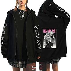 oneforus Japanischer Anime Death Note Reißverschluss Hoodie Kawaii Harajuku Misa Amane Manga Graphic Zip Up Coat Sweatshirt von oneforus