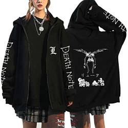 oneforus Japanischer Anime Death Note Reißverschluss Hoodie Kawaii Harajuku Misa Amane Manga Graphic Zip Up Coat Sweatshirt von oneforus