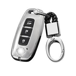 ontto Autoschlüssel Hülle Passt für Nissan X-Trail T33 Kicks Qashqai Juke Teana Altima Ariya TPU Schlüsselhülle Schlüssel Etui Auto Fernbedienung Cover 3 Tasten-R-Silber mit Schlüsselanhänger von ontto