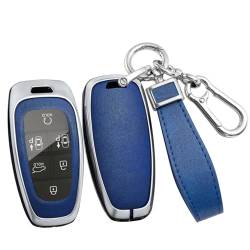 ontto Schlüsselhülle Autoschlüssel Hülle Schlüsselgehäuse Schutzhülle Passt für Hybrid Hyundai Tucson NX4 Ioniq 5 Santa Fe TM Sonata DN8 Nexo Solaris Grandeur Azera i10 i30 2020-2023-Silber Blau von ontto