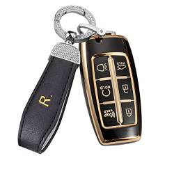 ontto Schlüsselhülle Cover Passt für Hyundai Genesis G80 GV70 GV80 2019-2021 Schlüsselbox TPU Schlüsselanhänger AutoZubehör FernschlüsselFall 6 Tasten B Schwarz von ontto