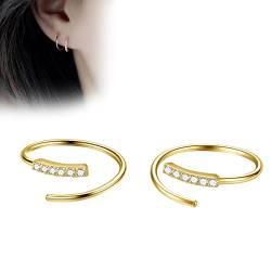 Minimalist Double Twist Earring, 925 Sterling Silver CZ Crawler Earrings Wrap Cuff Earrings, Spiral Hoop Earrings Cartilage Ear Earring Jewelry for Women Teen (Gold) von oos