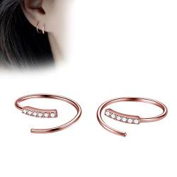 Minimalist Double Twist Earring, 925 Sterling Silver CZ Crawler Earrings Wrap Cuff Earrings, Spiral Hoop Earrings Cartilage Ear Earring Jewelry for Women Teen (Rose Gold) von oos