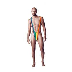 Mankini Herren Badeanzug Sexy Party Kostüm Junggesellenabschied Bikini für Männer »Regenbogen« im Geschenkkarton von ootb