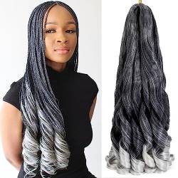 8 Packs French Curly Braiding Hair 22 Inch Pre Stretched Braiding Hair Loose Wave Spiral Curl Braids Crochet Hair with Curly Ends for Black Women by Originea (T1B/Silver#) von originea