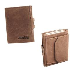 Minigeldbörse Leder braun Herren RFID Schutz, Herren Mini Geldbörse klein, Minigeldbeutel Kartenetui braun Portemonnaie klein, Mini Portmonee klein Männer, Slim Wallet mit Münzfach von orso Bruno original