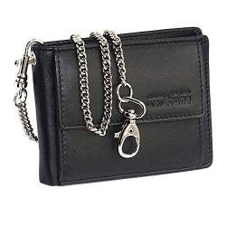 orso Bruno original Schwarze Mini Geldbörse Herren Leder mit Kette Mini Geldbeutel Männer Geldbeutel klein Kartenetui Slim Wallet Bikerbörse flach von orso Bruno original