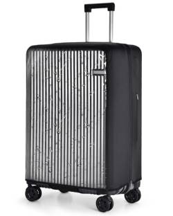 oscaurt Gepäckabdeckung Reisekoffer-Schutz, keine Demontage, klare PVC-Gepäckabdeckungen für Koffer, transparenter Schutz, Schwarz, 28inch (for 26-28 suitcase), Gepäckabdeckung von oscaurt