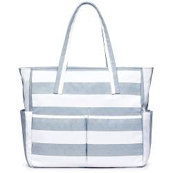 oscaurt Strandtasche 9 Taschen Tote Bag mit Reißverschluss Strandtasche XXL Familie Schultertasche Damen Umhängetasche von oscaurt