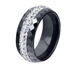 osiuujkw Luxuriöser 8 mm breiter Keramikring für trendige Damen, Trauringe für Hochzeit, Keramikringe für Damen, Damenringe, Schwarz, Größe 6 von osiuujkw