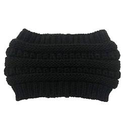 osiuujkw Warmes Haarband, gestricktes Stirnband, tragbare Wollmütze, Wintermützen, atmungsaktive elastische Kappen, Kopfbedeckung für Frauen und Mädchen, Schwarz von osiuujkw