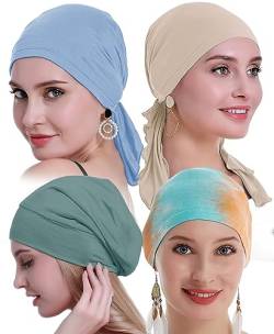 osvyo Bambus Chemo Kopfbedeckung für Frauen Haarausfall -Krebspatienten Kopfbedeckung Turban in Versiegelter Verpackung 4er Pack von osvyo
