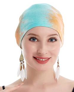 osvyo Bambus Chemo Kopfbedeckung für Frauen Haarausfall -Krebspatienten Kopfbedeckung Turban in Versiegelter Verpackung AUQU BLAU-ORANGE von osvyo