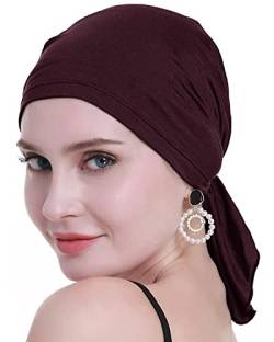 osvyo Bambus Chemo Kopftuch für Frauen mit Haarausfall - Krebspatienten Kopfbedeckung Turban in Versiegelter Verpackung Burgunder Wein von osvyo